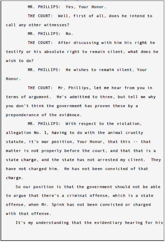 USA v Douglas Spink Parole Revocation Hearing; June 2010 70 USA v Douglas Spink Parole Revocation Hearing; June 2010 - 70