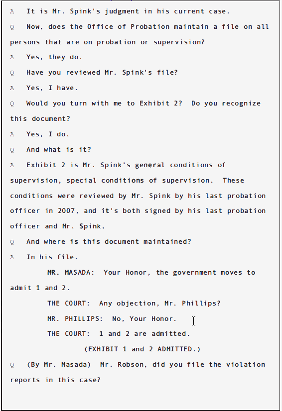 USA v Douglas Spink Parole Revocation Hearing; June 2010 9 USA v Douglas Spink Parole Revocation Hearing; June 2010 - 9