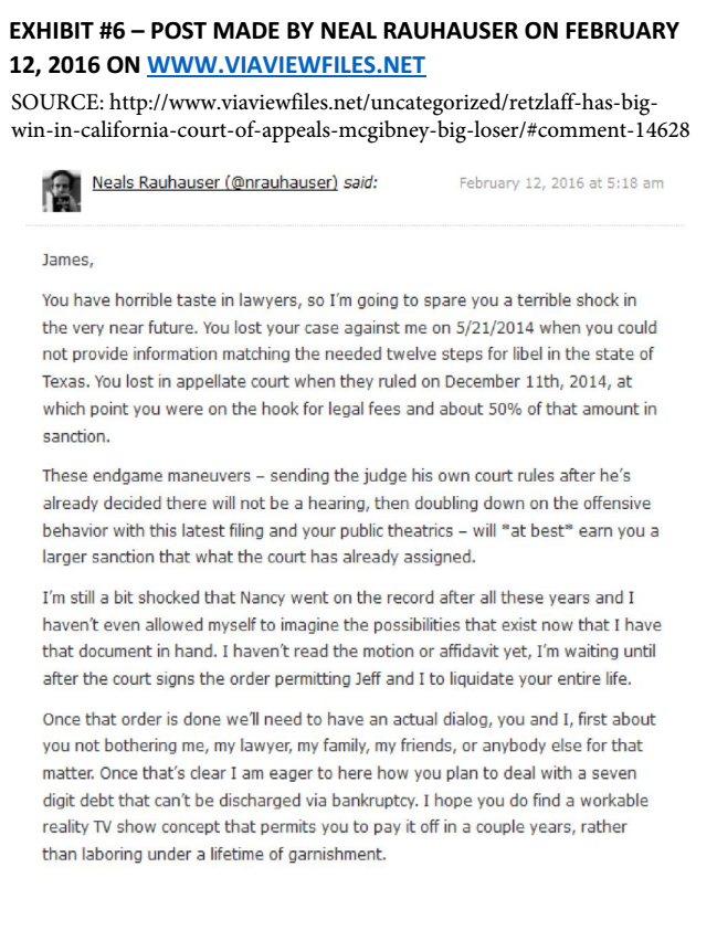 Exhibit O, James McGibney Affidavit; April 7th, 2016 7 Exhibit O, James McGibney Affidavit; April 7th, 2016 - 7
