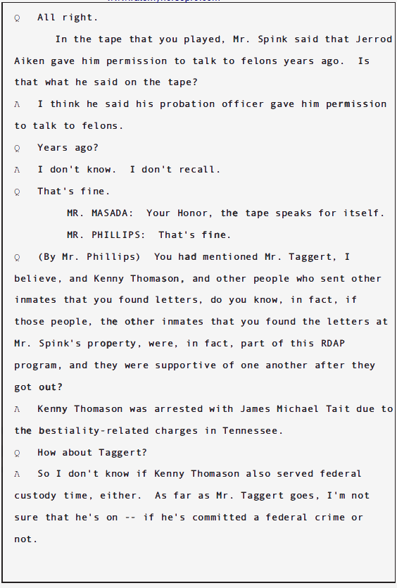 USA v Douglas Spink Parole Revocation Hearing; June 2010 45 USA v Douglas Spink Parole Revocation Hearing; June 2010 - 45