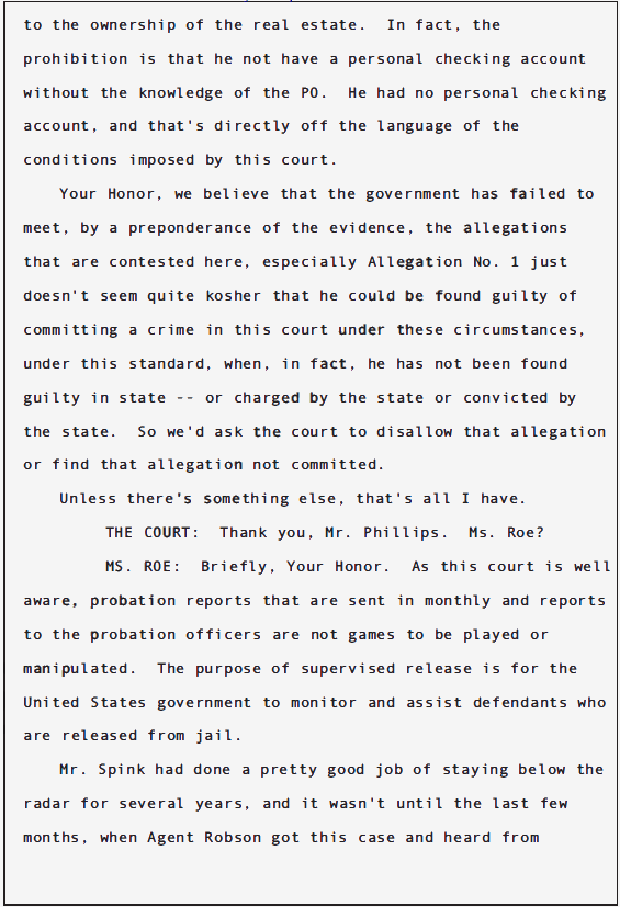 USA v Douglas Spink Parole Revocation Hearing; June 2010 73 USA v Douglas Spink Parole Revocation Hearing; June 2010 - 73