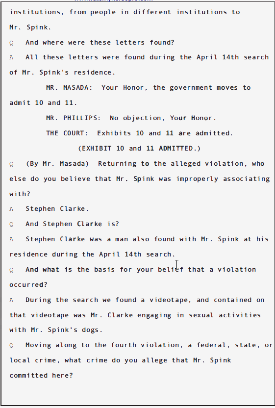 USA v Douglas Spink Parole Revocation Hearing; June 2010 19 USA v Douglas Spink Parole Revocation Hearing; June 2010 - 19