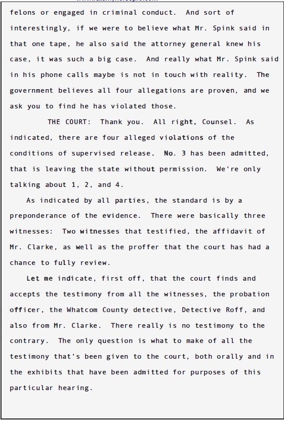 USA v Douglas Spink Parole Revocation Hearing; June 2010 75 USA v Douglas Spink Parole Revocation Hearing; June 2010 - 75