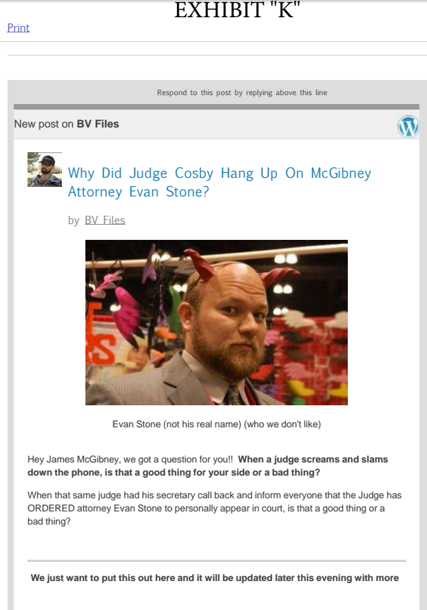 Exhibit K, James McGibney Affidavit; April 7th, 2016 2 Exhibit K, James McGibney Affidavit; April 7th, 2016 - 2