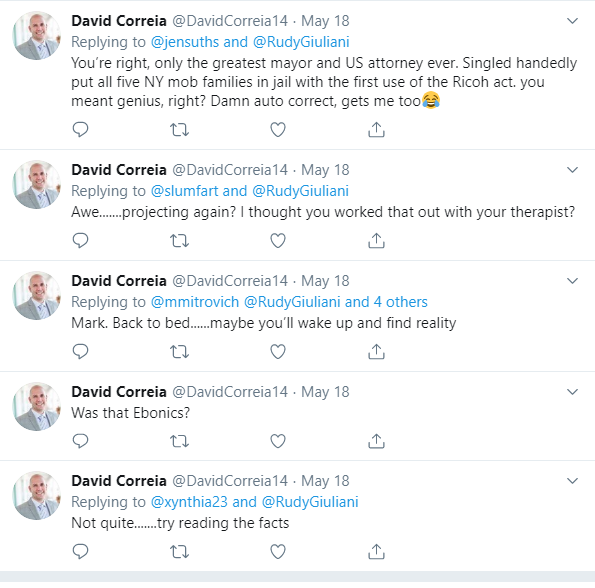 Giuliani Goon, David Correia's Deleted Twitter Timeline 5 Giuliani Goon, David Correia's Deleted Twitter Timeline - 5