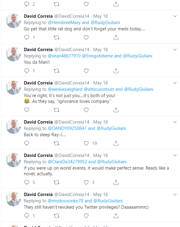 Giuliani Goon, David Correia's Deleted Twitter Timeline 7 Giuliani Goon, David Correia's Deleted Twitter Timeline - 7