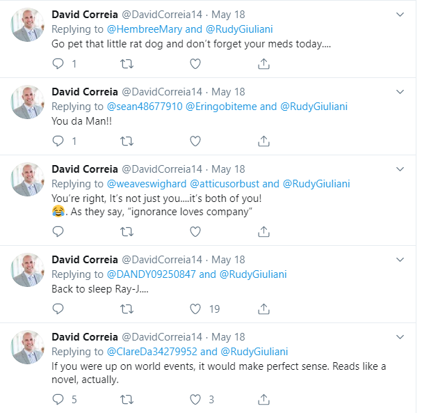 Giuliani Goon, David Correia's Deleted Twitter Timeline 8 Giuliani Goon, David Correia's Deleted Twitter Timeline - 8