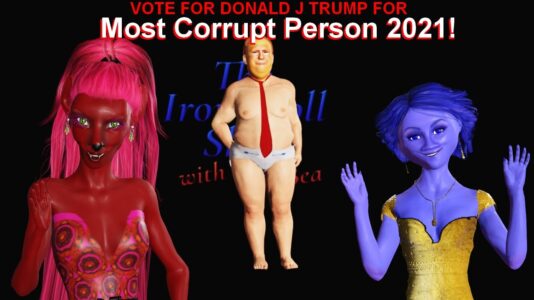 Zile and Bea with orange Baby Trump