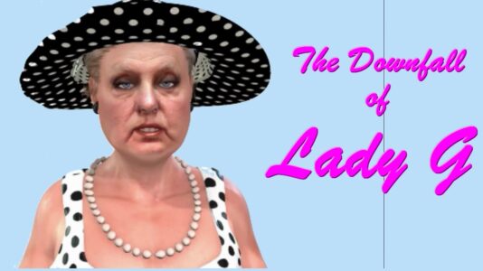 Lady G in a polka dot dress and hat